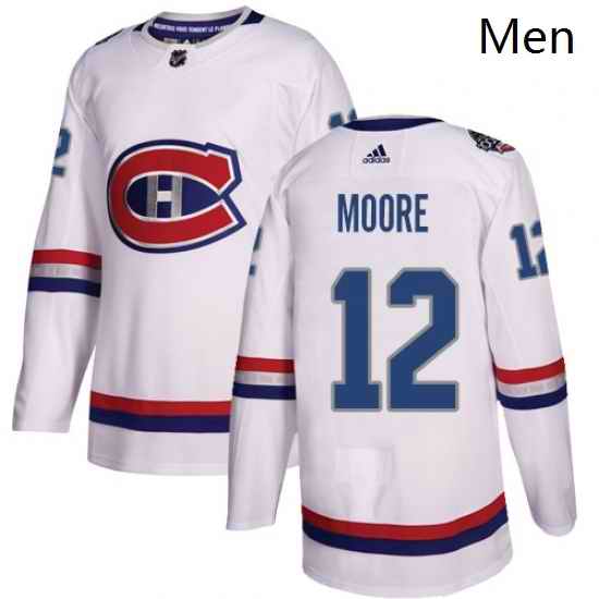 Mens Adidas Montreal Canadiens 12 Dickie Moore Authentic White 2017 100 Classic NHL Jersey